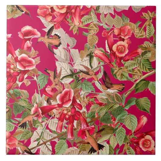 Kolibri-Vögel Audubon Tier-Tier-Blumen Fliese (Vorderseite)