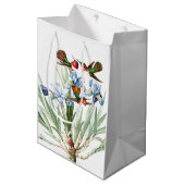 Kolibri-Vogel-blaue Iris-Blumen-Geschenk-Tasche Mittlere Geschenktüte (Vorderseite Schrägansicht)