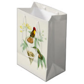 Kolibri-Vogel-Blumen-Blumennest-Geschenk-Tasche Mittlere Geschenktüte (Vorderseite Schrägansicht)
