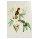 Kolibri-Vogel-Blumen-Blumennest-Geschenk-Tasche Mittlere Geschenktüte (Rückseite)