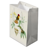 Kolibri-Vogel-Blumen-Blumennest-Geschenk-Tasche Mittlere Geschenktüte (Rückseite Schrägansicht)