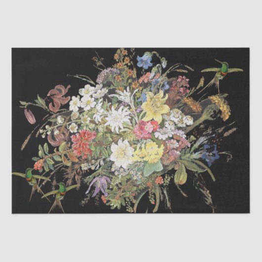 Kolibri-Vogel-Blumen-Blumenstrauß-Seidenpapier Seidenpapier (Vorderseite)