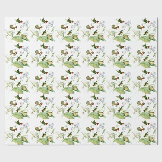 Kolibri-Vogel-Blumen-Blumenverpackungs-Papier Geschenkpapier (Flach)