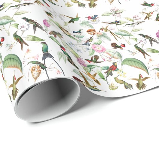 Kolibri-Vogel-Blumen-Blumenverpackungs-Papier Geschenkpapier (Rolleneckpunkt)