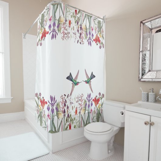 Kolibri-Vogel-Blumen-Garten-Duschvorhang Duschvorhang (Beispiel)