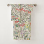 Kolibri-Vogel-Blumen-Tier-Bad-Tuch-Set Badhandtuch Set (Insitu)