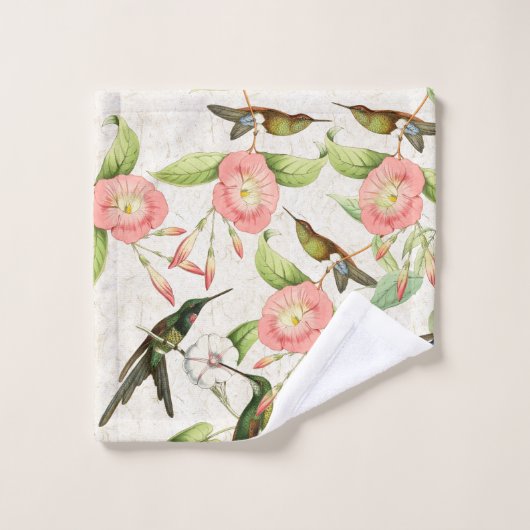 Kolibri-Vogel-Blumen-Tier-Bad-Tuch-Set Badhandtuch Set (Waschlappen)