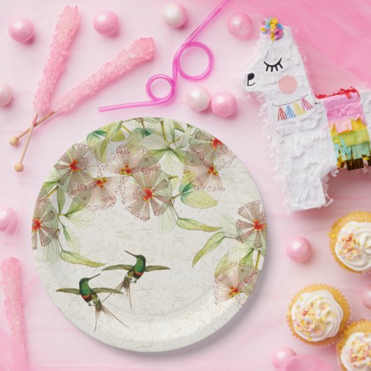 Kolibri-Vogel-Blumen-Tier-PapierTeller Pappteller (Party)