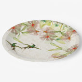 Kolibri-Vogel-Blumen-Tier-PapierTeller Pappteller (Schrägansicht)