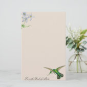 Kolibri-Vogel-Blumen-Tier-Tiere mit Blumen Briefpapier (Stehend Vorderseite)
