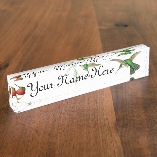 Kolibri-Vogel-Blumen-Tier-Tiere mit Blumen Namensplakette (Seite)