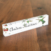 Kolibri-Vogel-Blumen-Tier-Tiere mit Blumen Namensplakette (Seite)