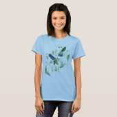 Kolibri-Vogel-Blumen-Tier-Tiere mit Blumen T-Shirt (Vorne ganz)