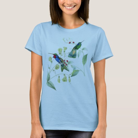 Kolibri-Vogel-Blumen-Tier-Tiere mit Blumen T-Shirt (Vorderseite)