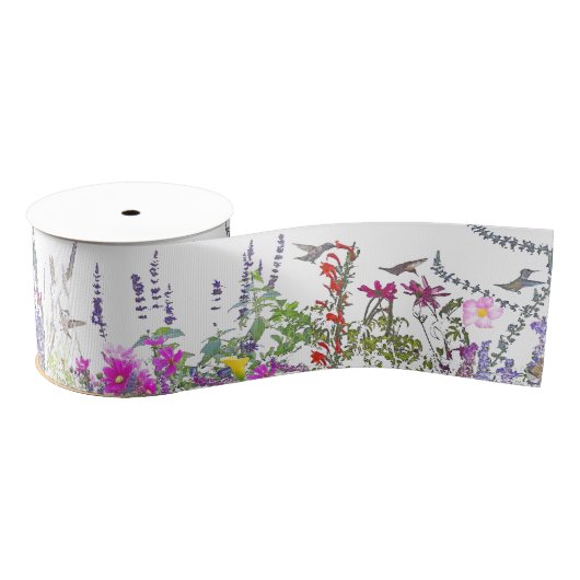 Kolibri-Vogel-BlumenBlumegrosgrain-Band Ripsband (Spule)