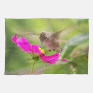 Kolibri-Vogel-Blumentiertier-Blume Handtuch
