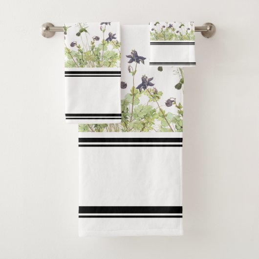 Kolibri-Vogel-Columbine-Blumen-Bad-Tuch-Set Badhandtuch Set (Insitu)