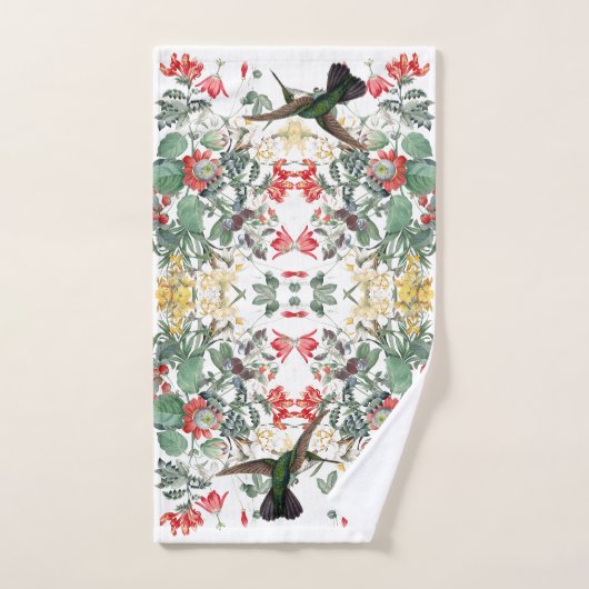 Kolibri-Vogel-Garten-Blumen-Bad-Tuch-Set Badhandtuch Set (Handtuch)
