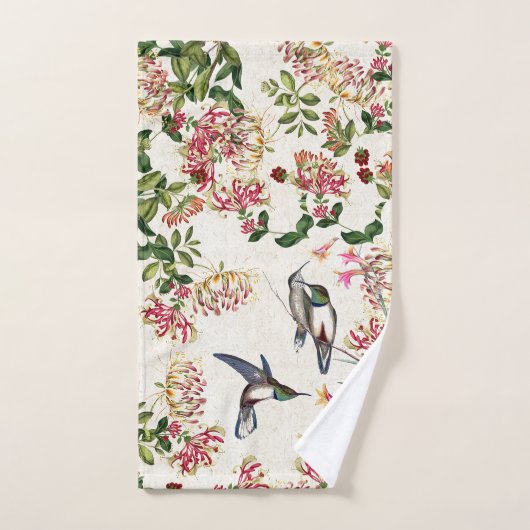 Kolibri-Vogel-Geißblatt-Blumen-Bad-Tuch-Set Badhandtuch Set (Handtuch)