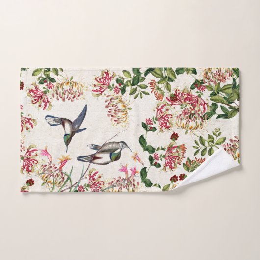 Kolibri-Vogel-Geißblatt-Blumen-Bad-Tuch-Set Badhandtuch Set (Handtuch)