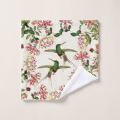 Kolibri-Vogel-Geißblatt-Blumen-Bad-Tuch-Set Badhandtuch Set (Waschlappen)