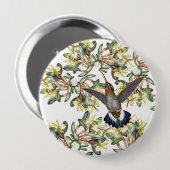 Kolibri-Vogel-gelber Orchideen-Blumen-Knopf Button (Vorne & Hinten)