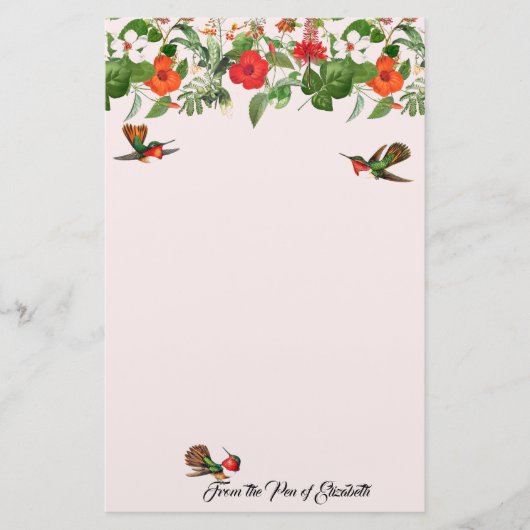 Kolibri-Vogel-Hibiskus-Blumen-Briefpapier Briefpapier (Vorderseite)