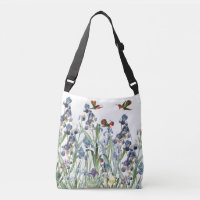Kolibri-Vogel-Iris-Blumen-Garten-Tasche