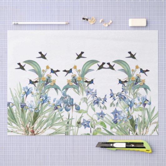 Kolibri-Vogel-Iris Starflower Blume Seidenpapier (Handwerk)