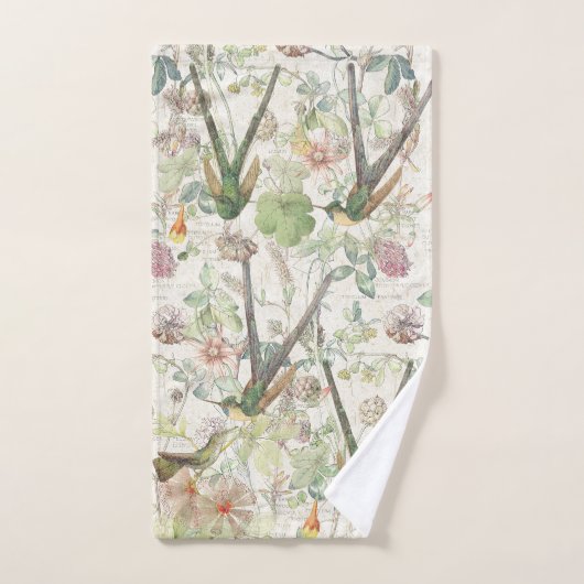 Kolibri-Vogel-Klee-Wildblume-Bad-Tuch-Set Badhandtuch Set (Handtuch)