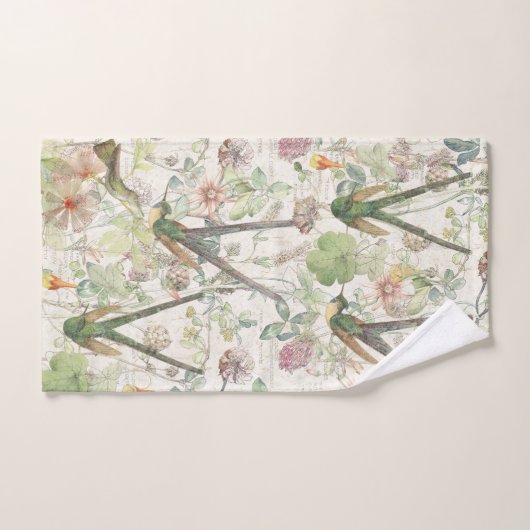Kolibri-Vogel-Klee-Wildblume-Bad-Tuch-Set Badhandtuch Set (Handtuch)