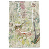 Kolibri-Vogel-Klee-Wildblume-Collage Mittlere Geschenktüte (Rückseite)