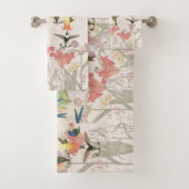 Kolibri-Vogel-Lilien-Blumen-Bad-Tuch-Set Badhandtuch Set (Insitu)