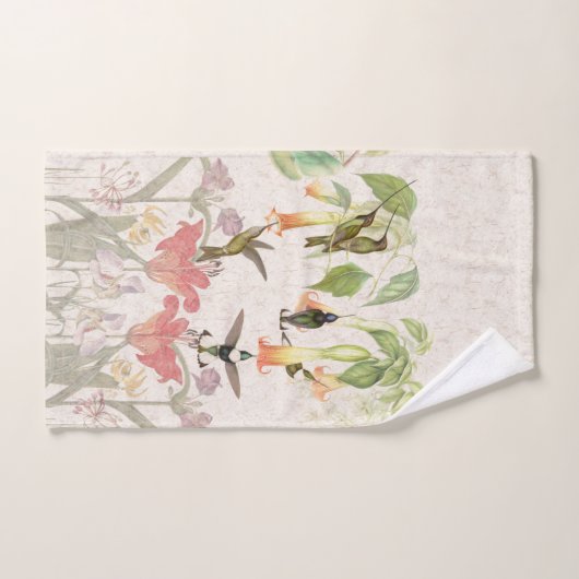 Kolibri-Vogel-Lilien-Blumen-Bad-Tuch-Set Badhandtuch Set (Handtuch)