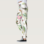 Kolibri-Vögel mit Blumen ganz über Druck-Leggings Leggings (Links)