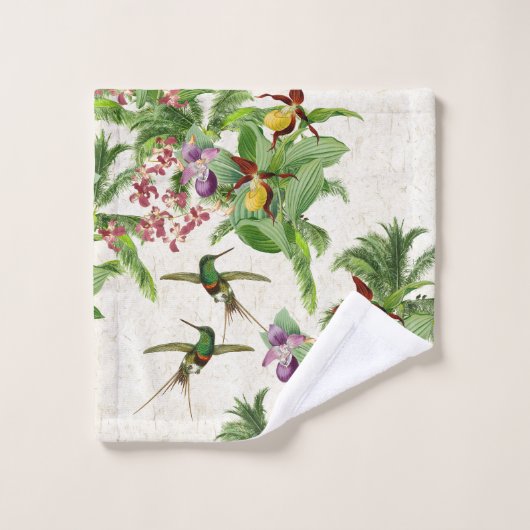 Kolibri-Vogel-Orchideen-Blumen-Bad-Tuch-Set Badhandtuch Set (Waschlappen)