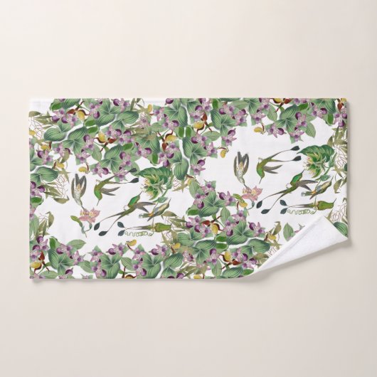 Kolibri-Vogel-Orchideen-Blumen-Bad-Tuch-Set Badhandtuch Set (Handtuch)