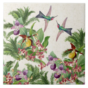 Kolibri-Vogel-Orchideen-Blumen-Keramik-Fliese Fliese