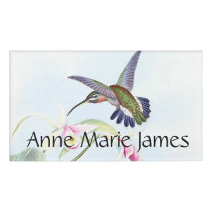 Kolibri-Vogel-Orchideen-Blumen-Namensumbau Namenschild