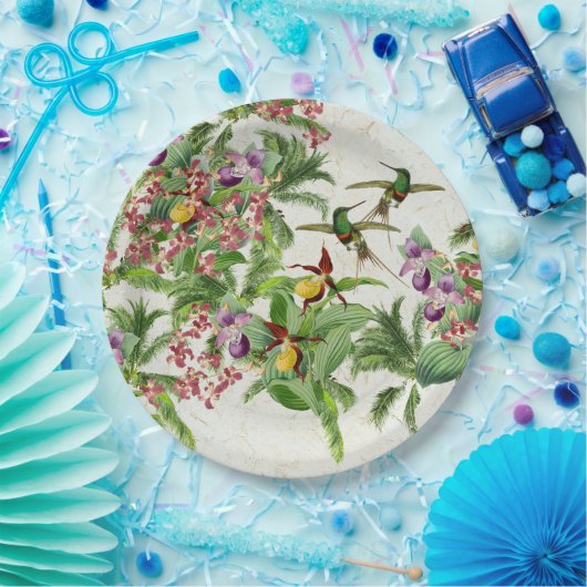 Kolibri-Vogel-Orchideen-Blumen-PapierParty-Platte Pappteller (Party)