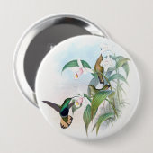 Kolibri-Vogel-Orchideen-Blumen-Tier-Knopf Button (Vorne & Hinten)