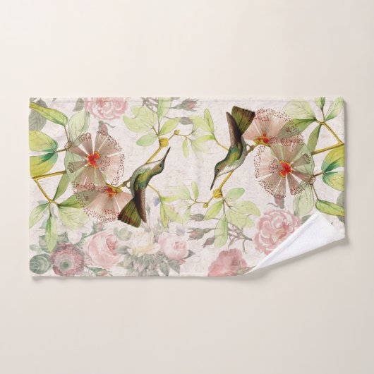 Kolibri-Vogel-Rosen-Blumen-Bad-Tuch-Set Badhandtuch Set (Handtuch)