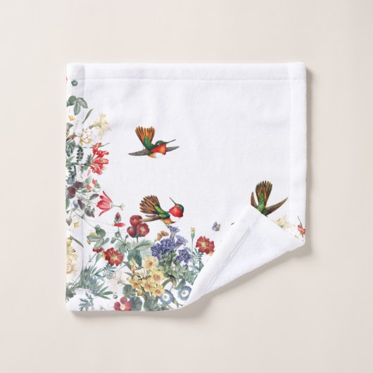 Kolibri-Vogel-Schmetterlings-Blumen-Bad-Tuch-Set Badhandtuch Set (Waschlappen)