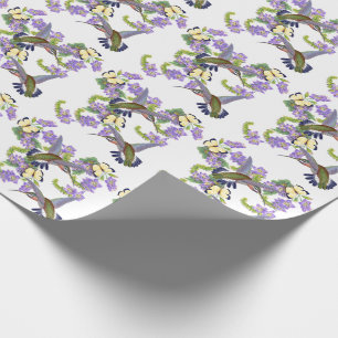 Kolibri-Vogel-Schmetterlings-Blumen mit Blumen Geschenkpapier
