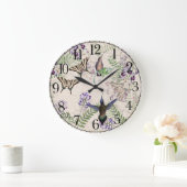 Kolibri-Vogel-Schmetterlings-BlumenWanduhr Große Wanduhr (Zuhause)