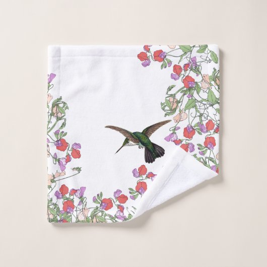 Kolibri-Vogel-süße Erbsen-Blumen-Bad-Tuch-Set Badhandtuch Set (Waschlappen)