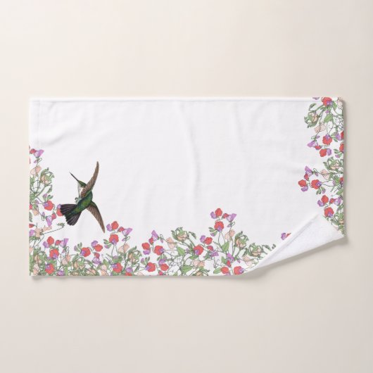 Kolibri-Vogel-süße Erbsen-Blumen-Bad-Tuch-Set Badhandtuch Set (Handtuch)