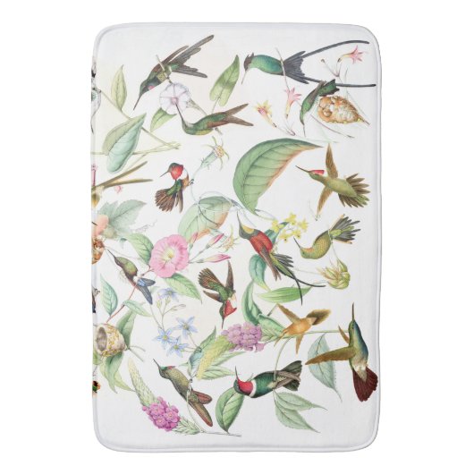 Kolibri-Vogel-Tier-Blumen-Bad-Matte Badematte (Vorderseite Vertikal)
