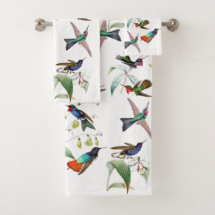 Kolibri-Vogel-Tier-Blumen-Bad-Tuch-Set Badhandtuch Set