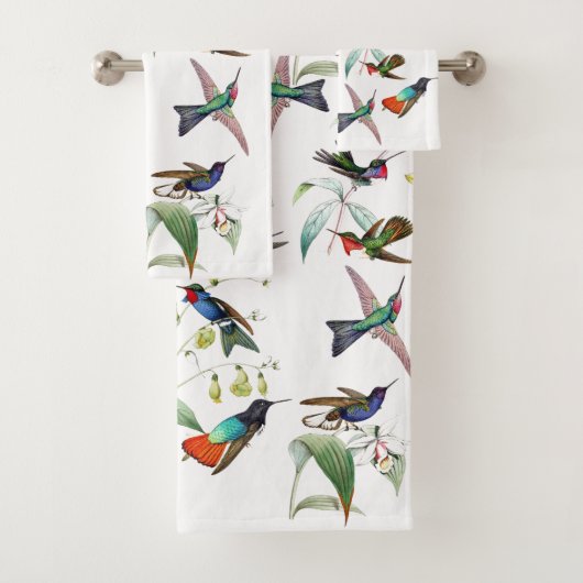 Kolibri-Vogel-Tier-Blumen-Bad-Tuch-Set Badhandtuch Set (Insitu)